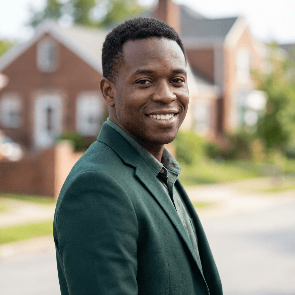 David Okonkwo headshot in a bright bedroom