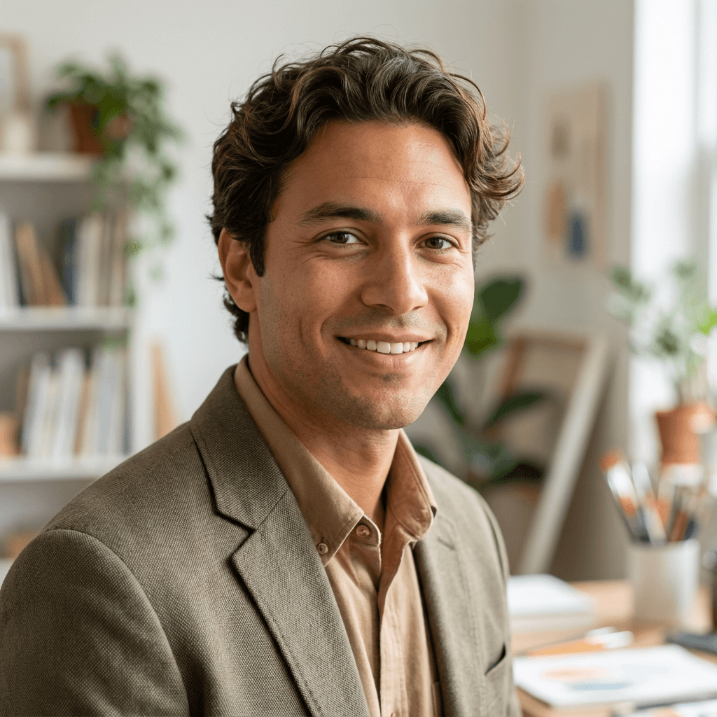 Rajiv Mehta in a casual jacket in front of a property